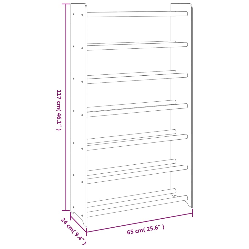 Scarpiera Grigia 65x24x117 cm in Legno Multistrato 327355