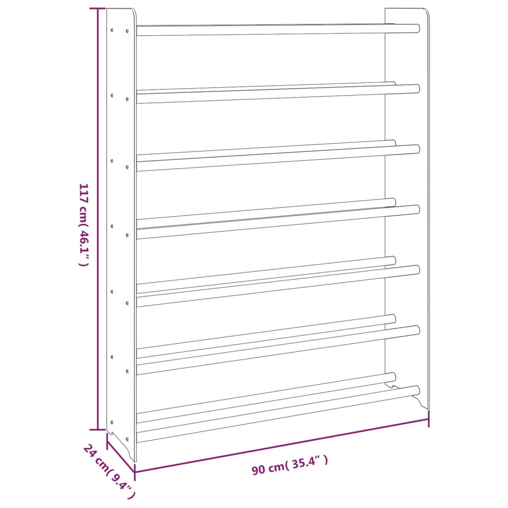 Scarpiera Grigia 90x24x117 cm in Legno Multistrato 327356