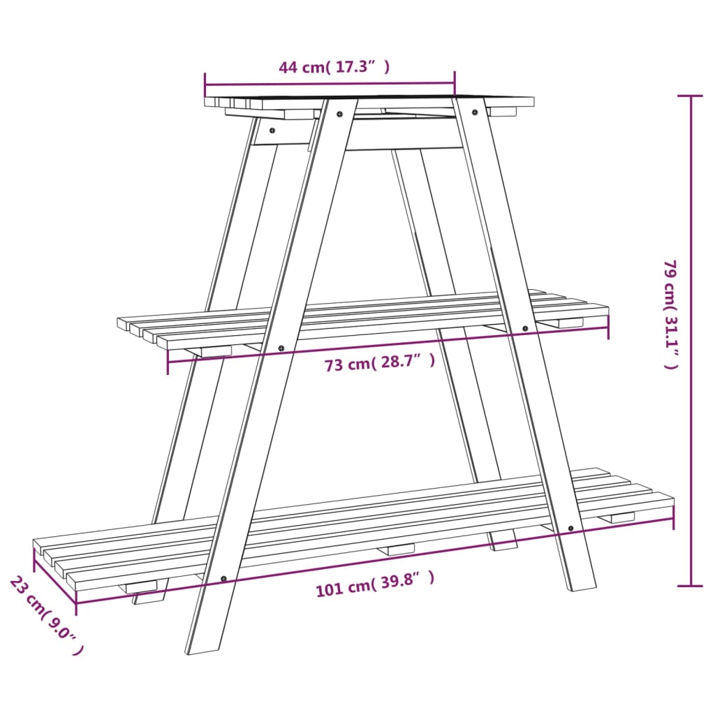 Portafiori 101x23x79 cm in Legno Massello di Pino 327378