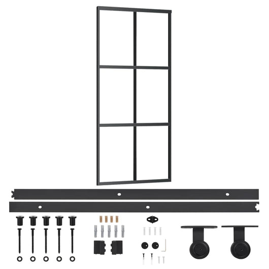 Porta Scorrevole con Kit Montaggio Vetro ESG Alluminio 90x205cmcod mxl 96883