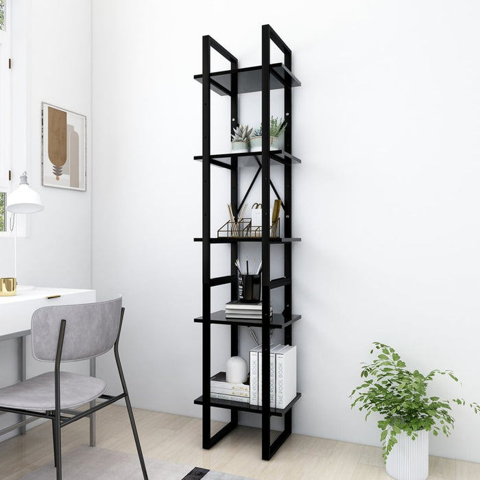 Libreria a 5 Ripiani Nera 40x30x175 cm in Truciolato cod mxl 23713