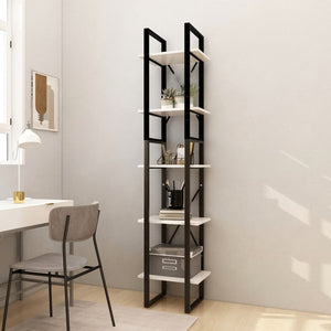 Libreria a 5 Ripiani Bianca 40x30x175 cm in Legno di Pino cod mxl 16338