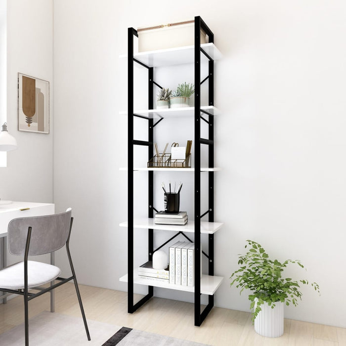 Libreria a 5 Ripiani Bianca 60x30x175 cm in Truciolato cod mxl 9523