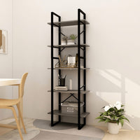 Libreria a 5 Ripiani Grigia 60x30x175 cm in Legno di Pino cod mxl 11628