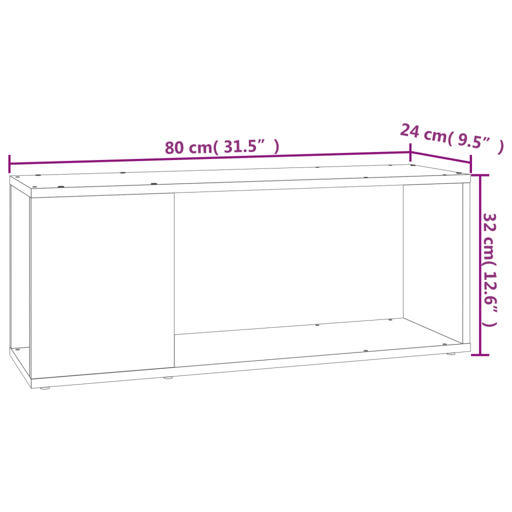 Mobile Porta TV Bianco 80x24x32 cm in Legno Multistrato