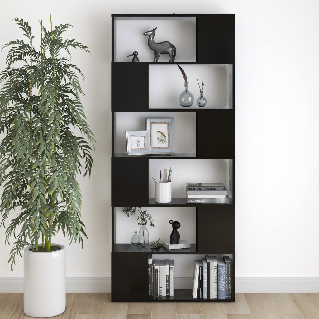 Libreria/Divisorio Nero 80x24x186 cm in Truciolato