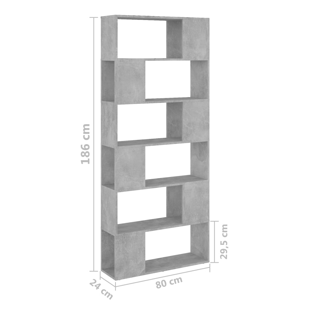 Libreria/Divisorio Grigio Cemento 80x24x186 cm in Truciolato cod mxl 57979