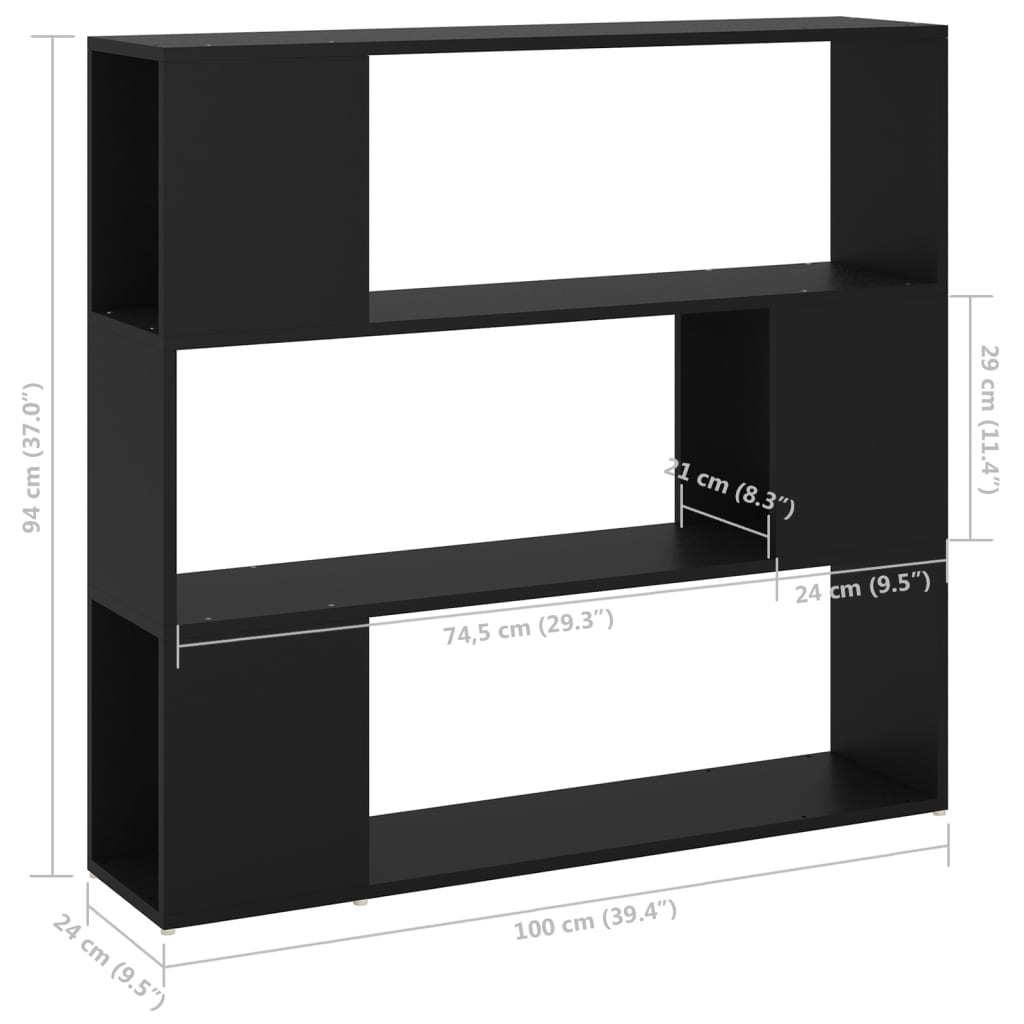 Libreria/Divisorio Nera 100x24x94 cm 809180