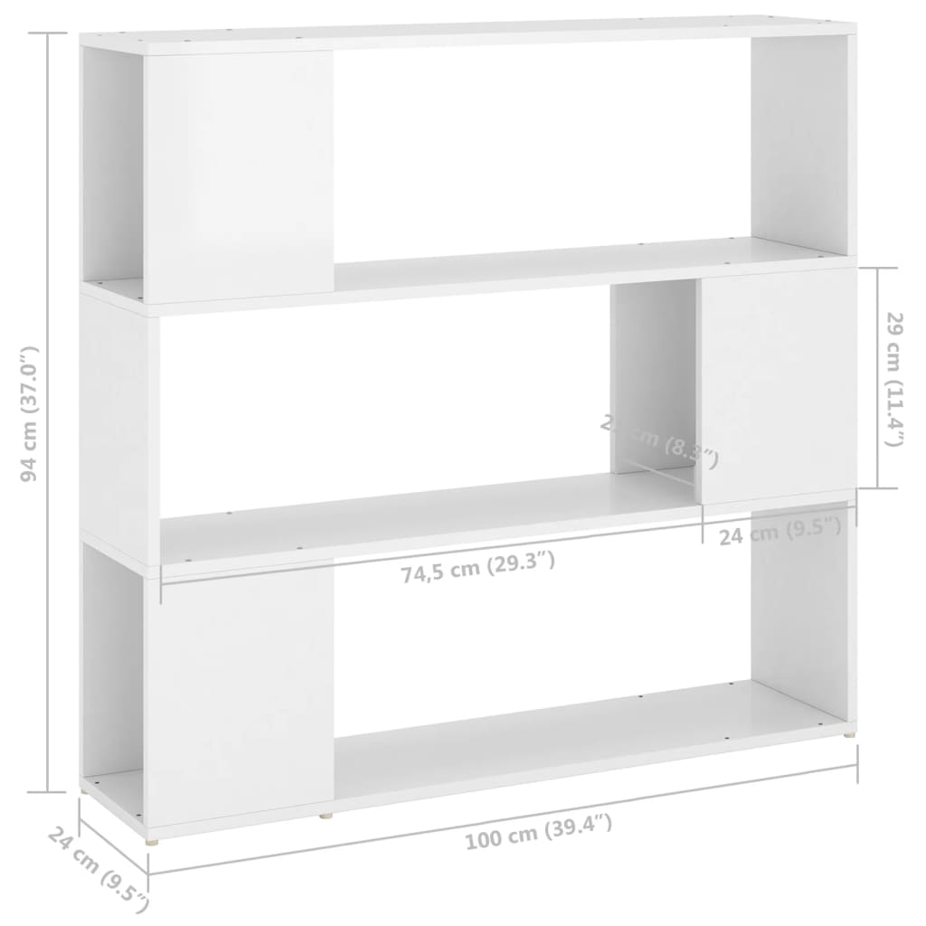 Libreria/Divisorio Bianco Lucido 100x24x94 cm cod mxl 15064