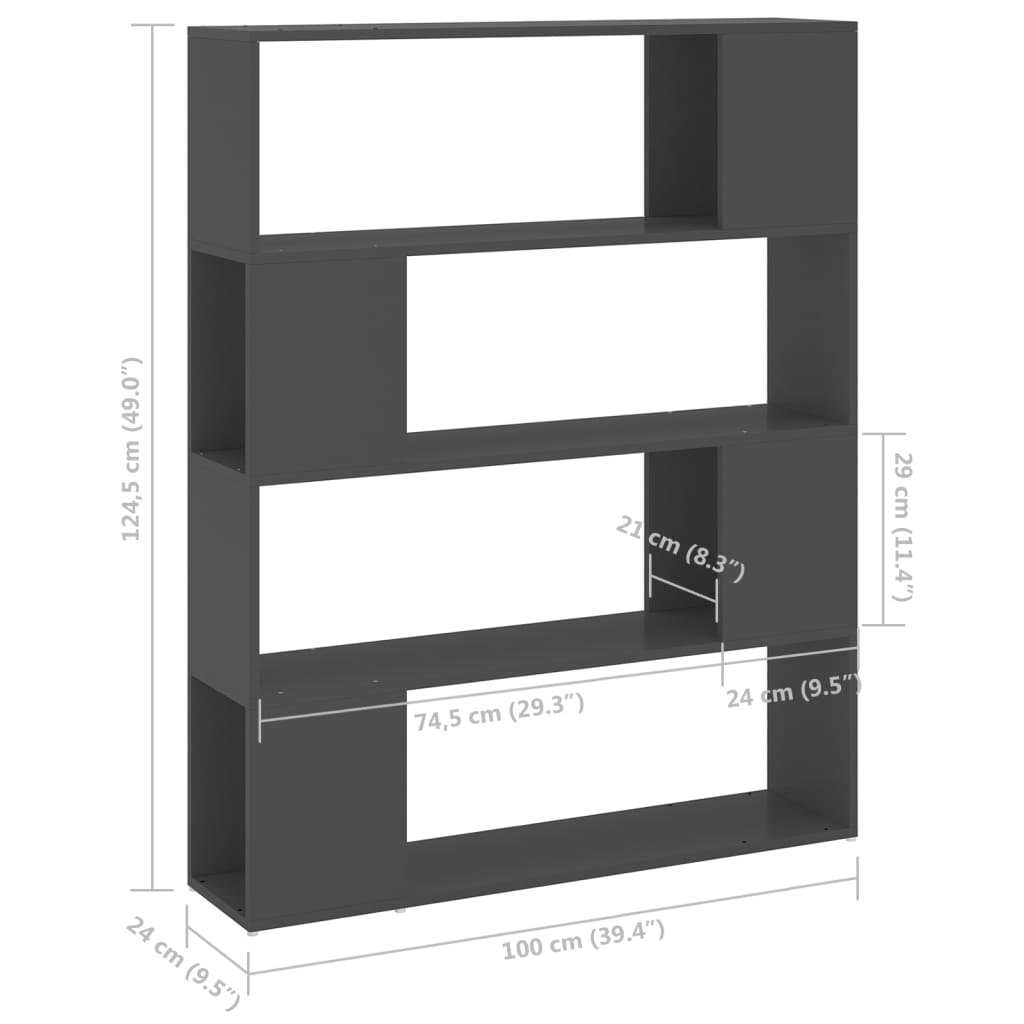 Libreria/Divisorio Grigio 100x24x124 cm cod mxl 17479