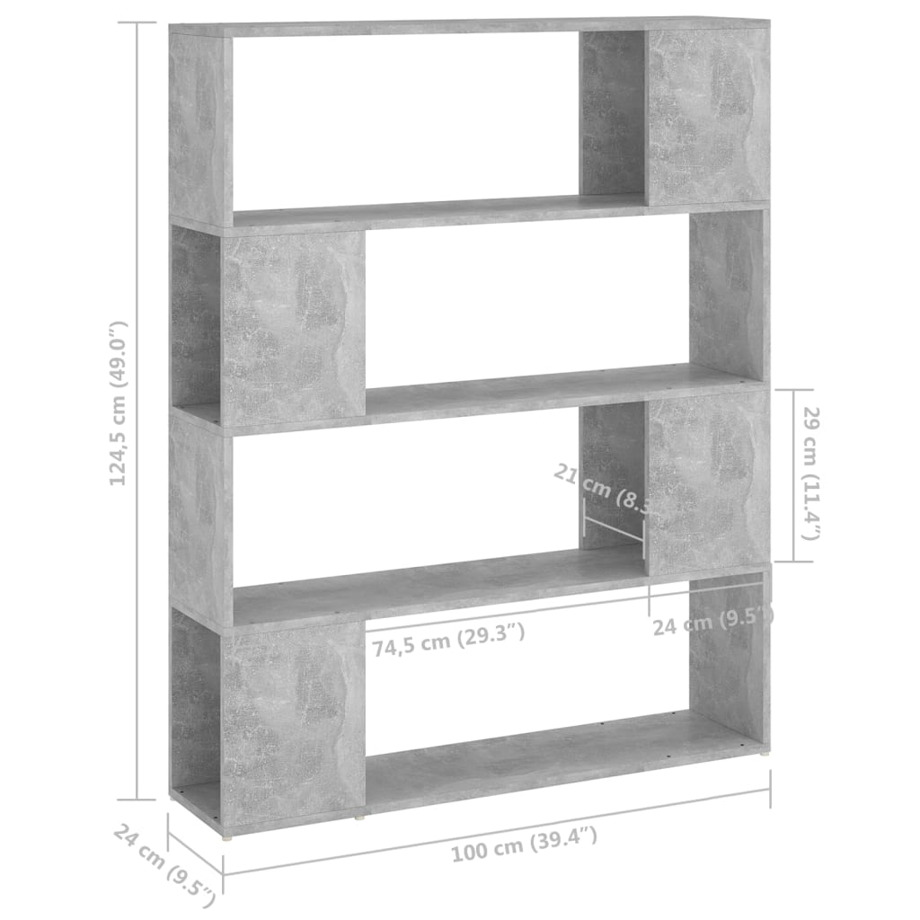 Libreria/Divisorio Grigio Cemento 100x24x124 cm cod mxl 14888