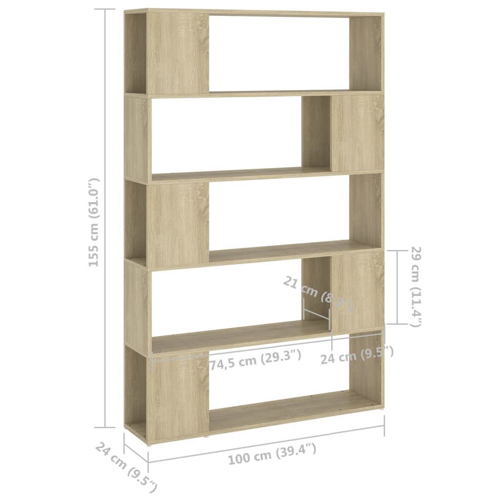 Libreria/Divisorio Rovere Sonoma 100x24x155 cm in Truciolato cod mxl 22633