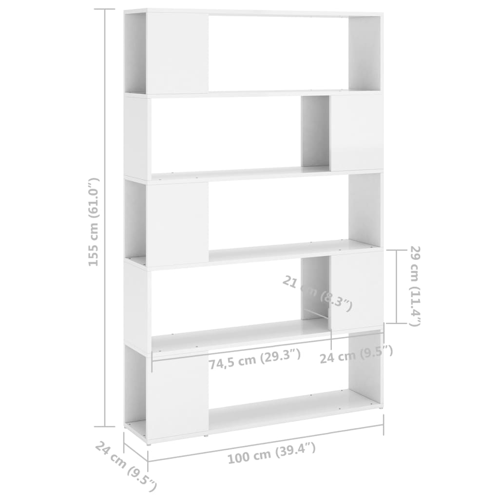 Libreria/Divisorio Bianco Lucido in Legno Multistrato 809203