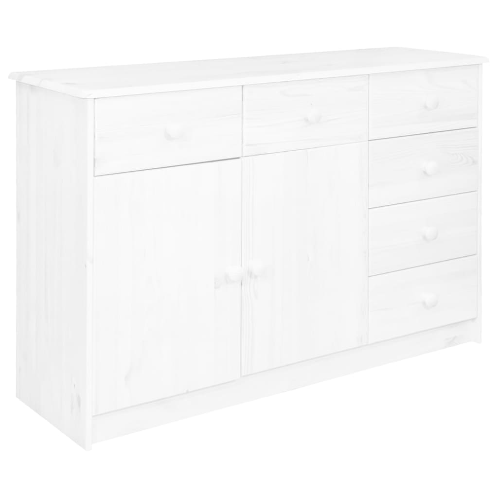 Credenza con 6 Cassetti 113x35x73 cm in Pino Massello Bianco