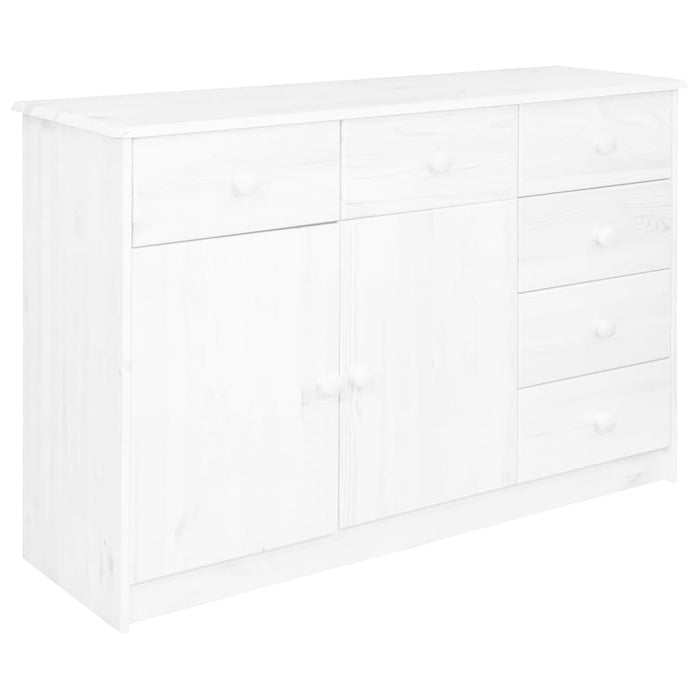 Credenza con 6 Cassetti 113x35x73 cm in Pino Massello Bianco