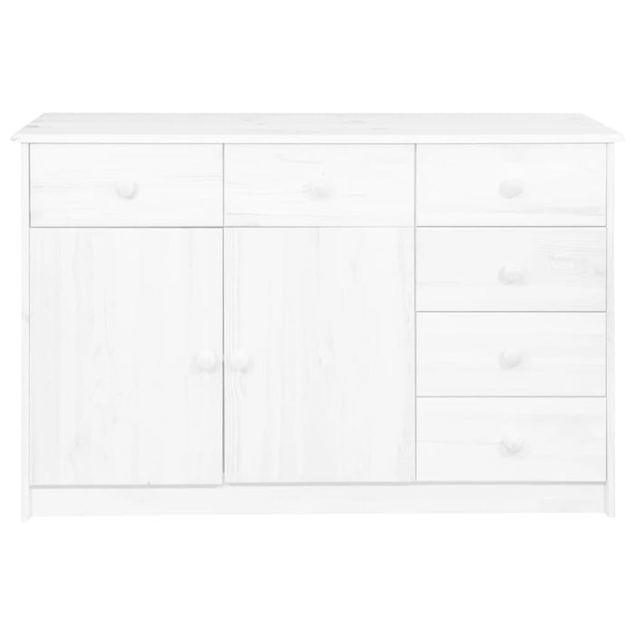 Credenza con 6 Cassetti 113x35x73 cm in Pino Massello Bianco