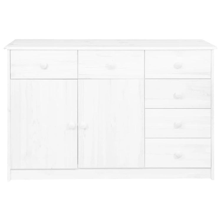 Credenza con 6 Cassetti 113x35x73 cm in Pino Massello Bianco