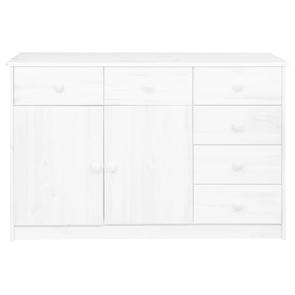 Credenza con 6 Cassetti 113x35x73 cm in Pino Massello Bianco