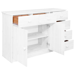 Credenza con 6 Cassetti 113x35x73 cm in Pino Massello Bianco