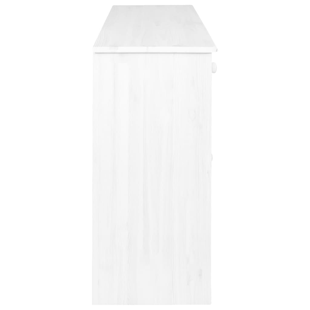 Credenza con 6 Cassetti 113x35x73 cm in Pino Massello Bianco