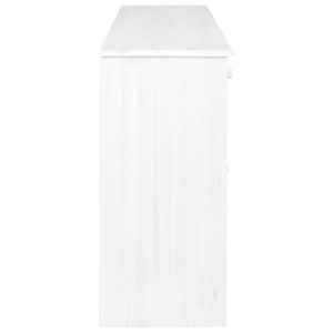 Credenza con 6 Cassetti 113x35x73 cm in Pino Massello Bianco