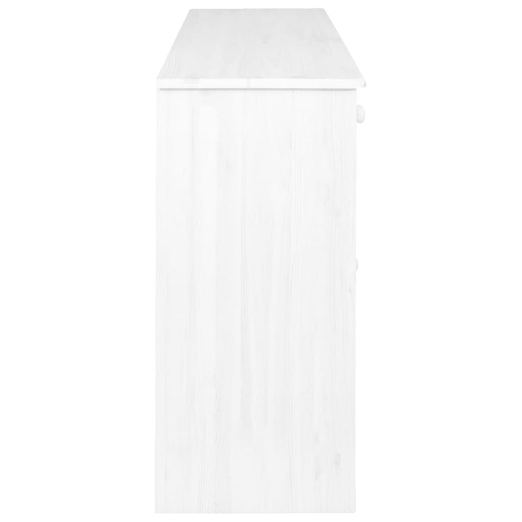 Credenza con 6 Cassetti 113x35x73 cm in Pino Massello Bianco