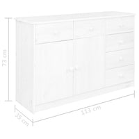 Credenza con 6 Cassetti 113x35x73 cm in Pino Massello Bianco