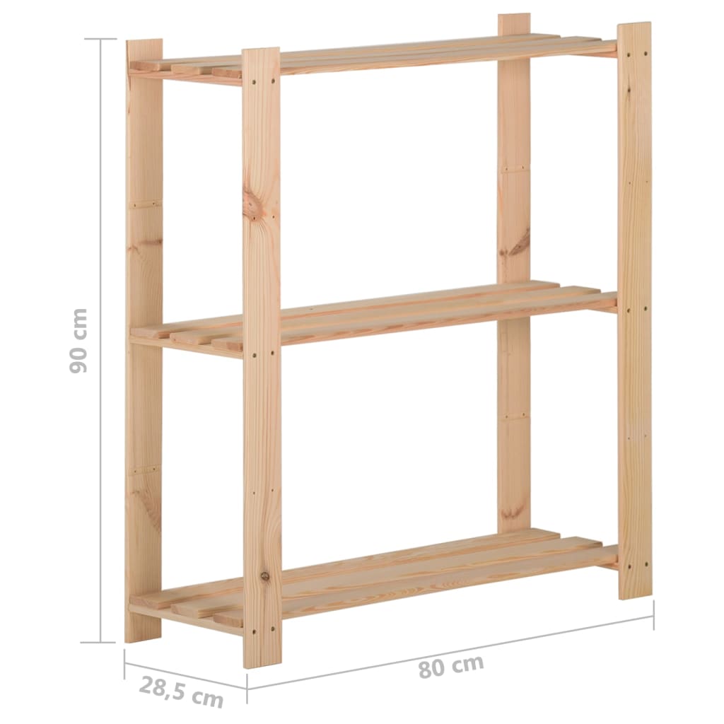 Scaffale a 3 Livelli 80x28,5x90 cm in Legno Massello di Pino cod mxl 50939