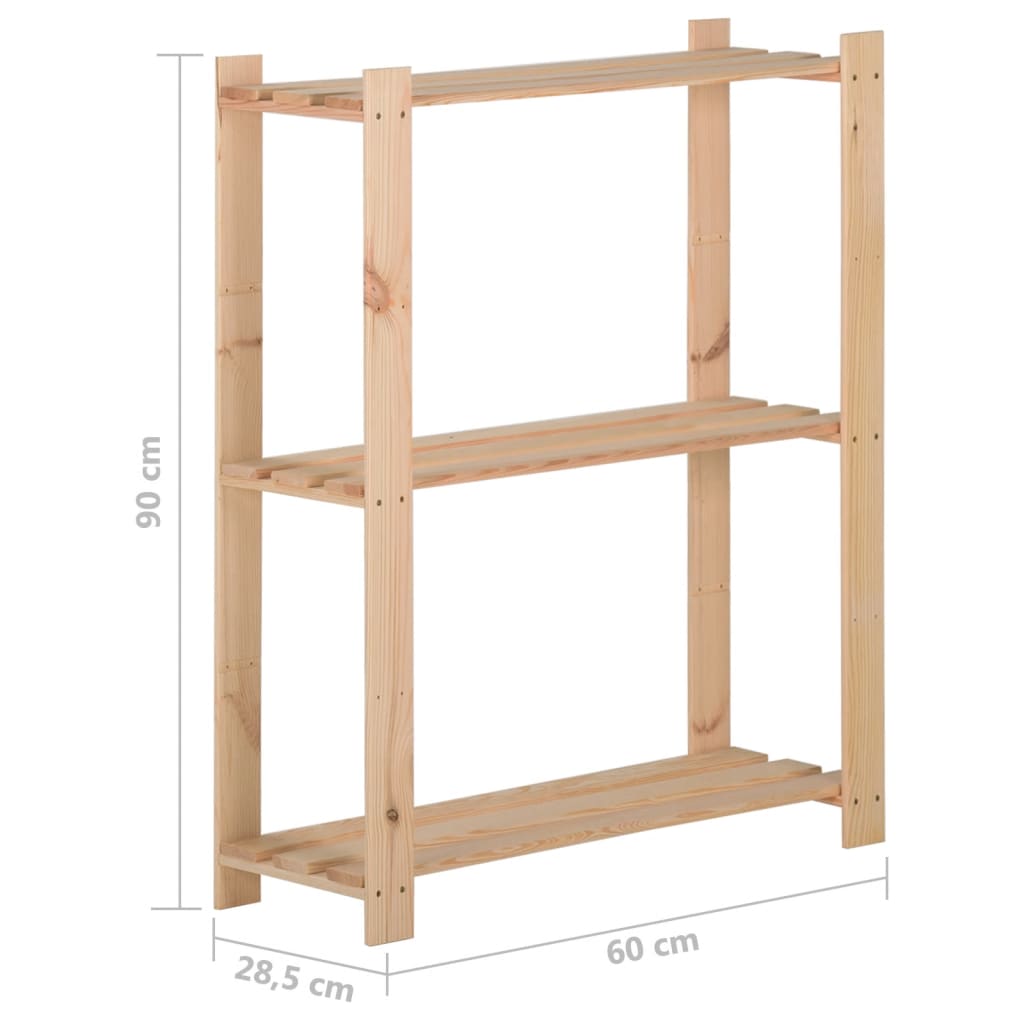 Scaffale a 3 Livelli 60x28,5x90 cm in Legno Massello di Pino cod mxl 40983