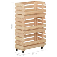 Carrello Portaverdure 37x30x80 cm in Legno Massello di Pino 327325