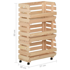 Carrello Portaverdure 37x30x80 cm in Legno Massello di Pino 327325