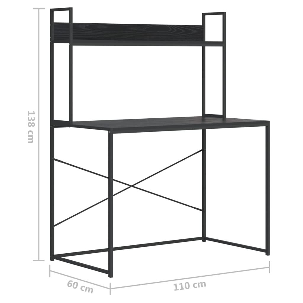 Scrivania per Computer Nera 110x60x138 cm in Truciolato 30204