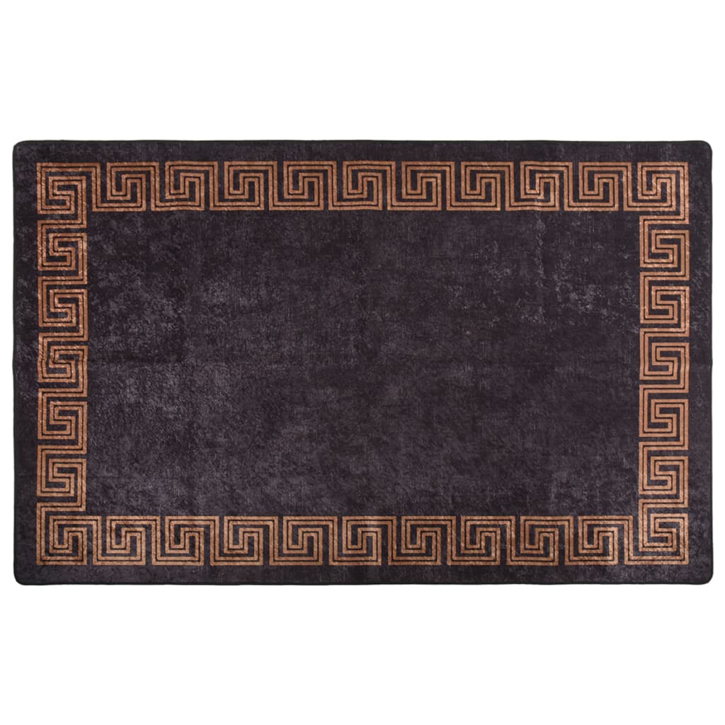 Tappeto Lavabile 80x150 cm Nero e Oro Antiscivolo 337928