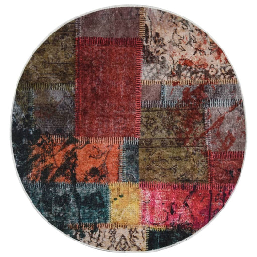 Tappeto Lavabile Patchwork φ120 cm Multicolore Antiscivolo 337969