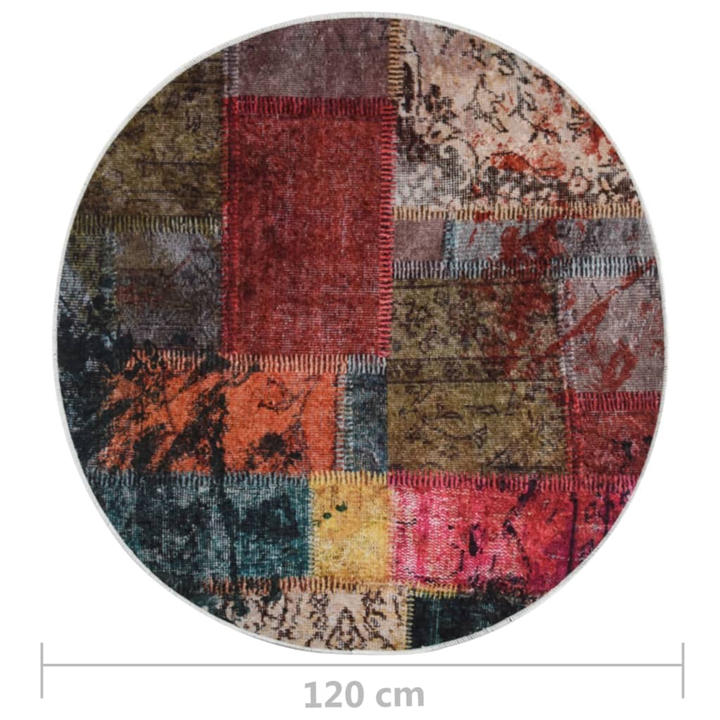 Tappeto Lavabile Patchwork φ120 cm Multicolore Antiscivolo 337969