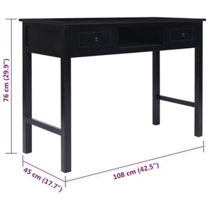 Scrivania Nera 108x45x76 cm in Legno Massello di Paulownia cod mxl 78464