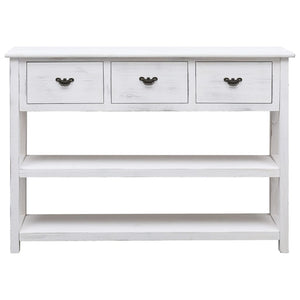 Credenza Bianco Antico 108x30x76 cm Legno Massello di Paulonia