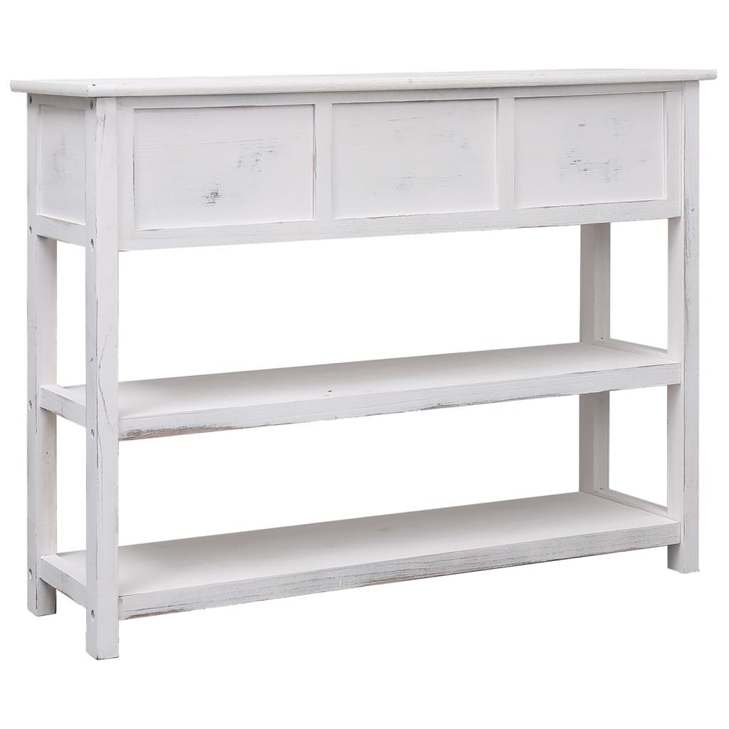 Credenza Bianco Antico 108x30x76 cm Legno Massello di Paulonia