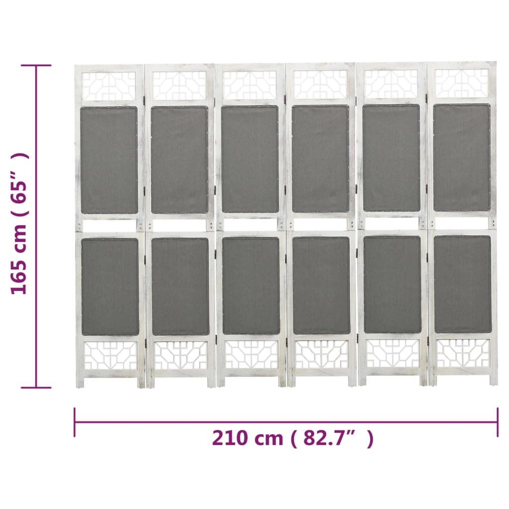 Divisorio a 6 Pannelli Grigio 210x165 cm in Tessuto cod mxl 57418