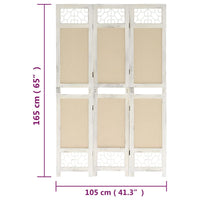 Divisorio a 3 Pannelli Crema 105x165 cm in Tessuto cod mxl 60798