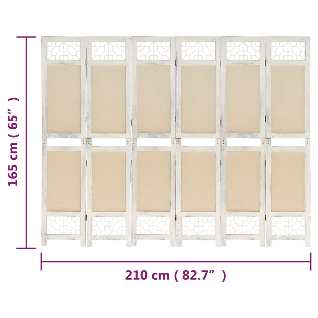 Divisorio a 6 Pannelli Crema 210x165 cm in Tessuto cod mxl 61410