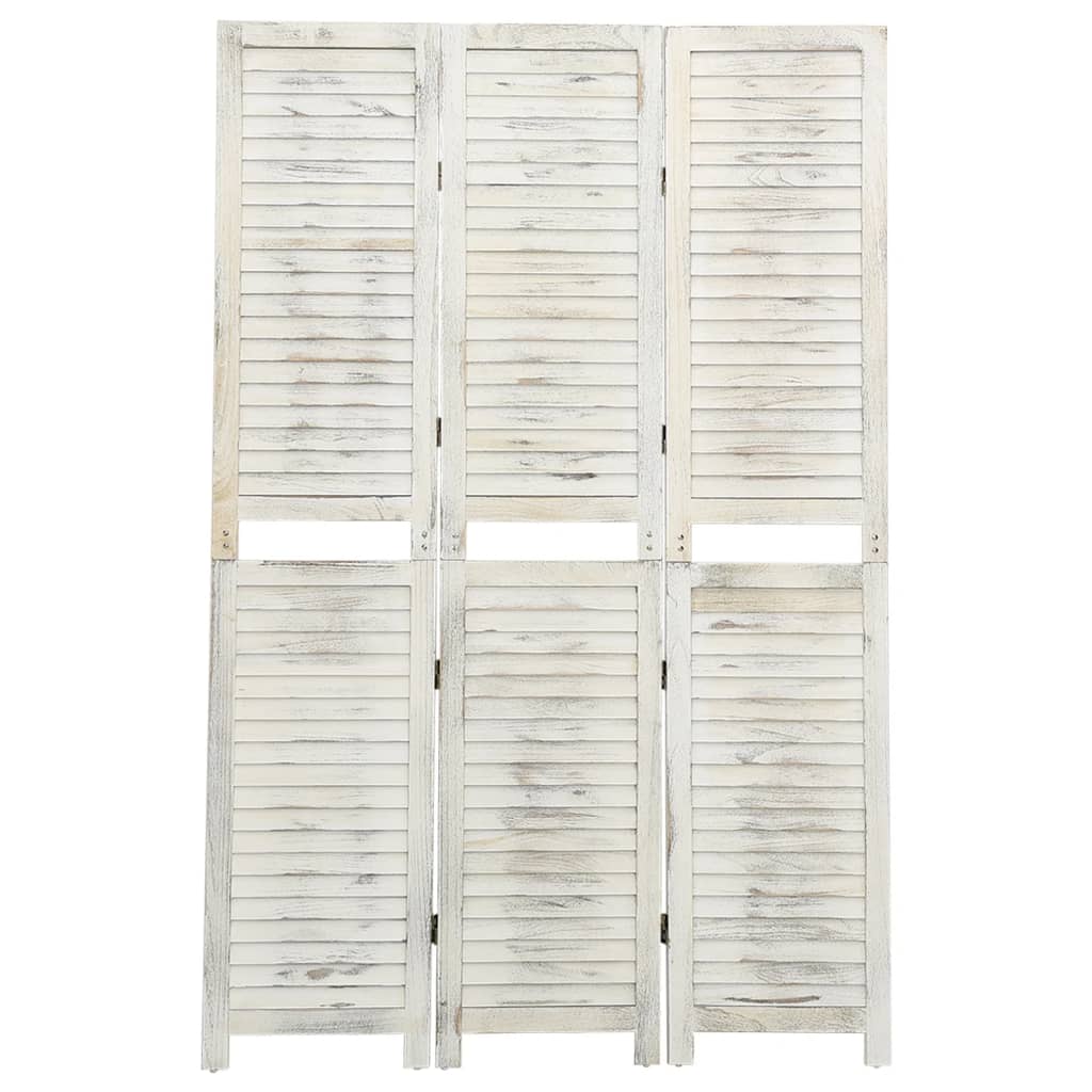 Divisorio a 3 Pannelli Bianco Antico 105x165 cm in Legno 338570