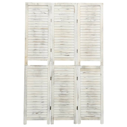 Divisorio a 3 Pannelli Bianco Antico 105x165 cm in Legno 338570