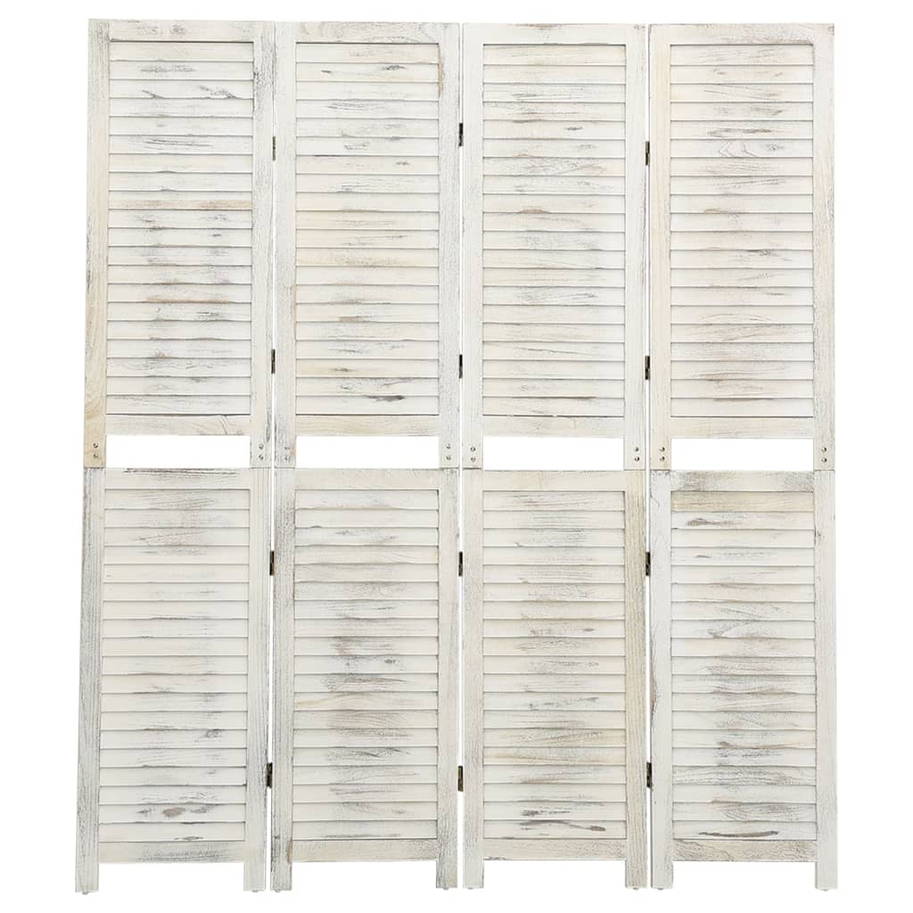 Divisorio a 4 Pannelli Bianco Antico 140x165 cm in Legno 338571