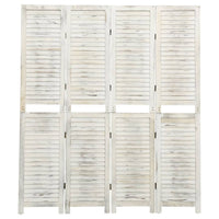 Divisorio a 4 Pannelli Bianco Antico 140x165 cm in Legno 338571