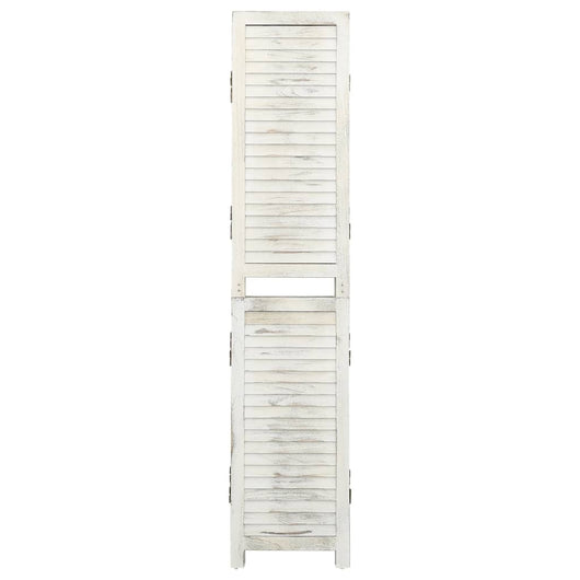 Divisorio 6 Pannelli Bianco Antico 215x166 cm in Legno Massello 338573