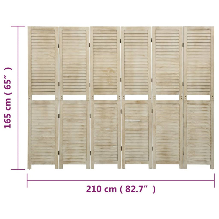 Divisorio a 6 Pannelli 210 x 165 cm Legno Massello di Paulownia cod mxl 60824