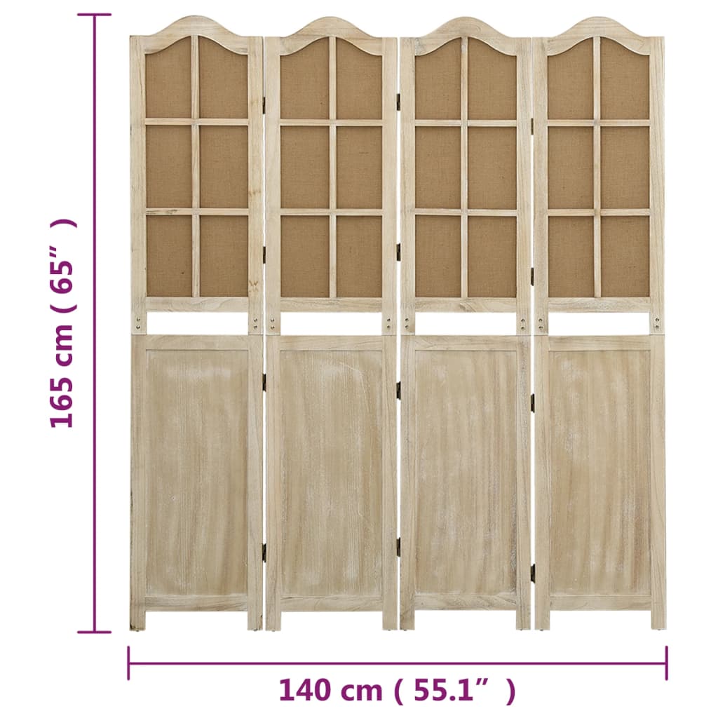 Divisorio a 4 Pannelli Marrone 140x165 cm in Tessuto 338591