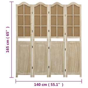 Divisorio a 4 Pannelli Marrone 140x165 cm in Tessuto 338591