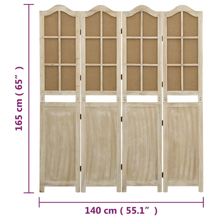 Divisorio a 4 Pannelli Marrone 140x165 cm in Tessuto 338591